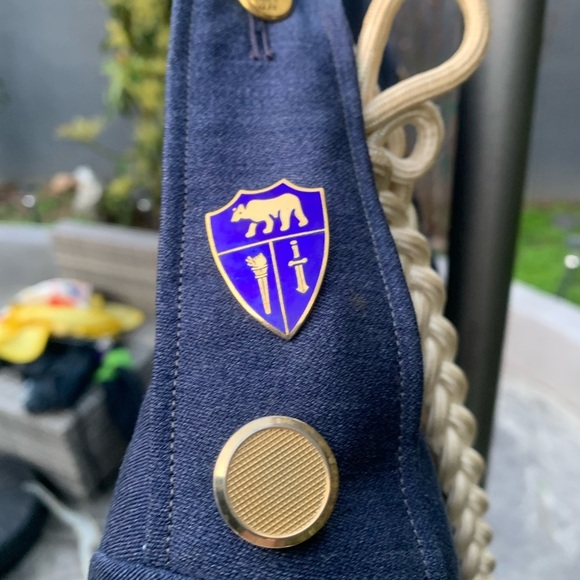 Vintage Men’s Blue Military Jacket with Pins - Picture 8 of 15